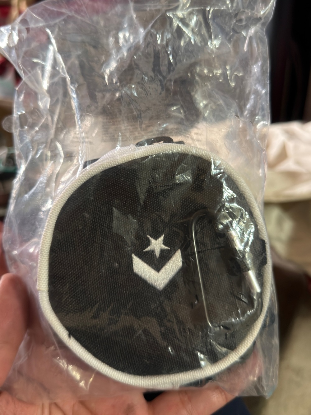 Converse Black and White Round Key & Card Pouch with Clip